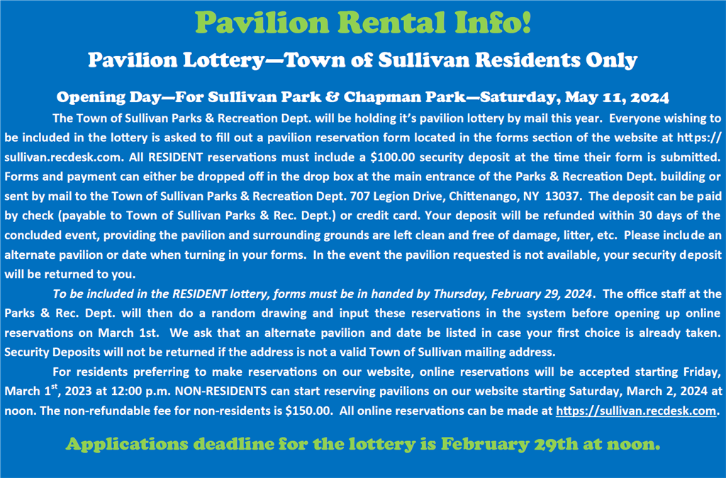 Sullivan Parks and Rec/Sullivan Comm Council Town of Sullivan Parks